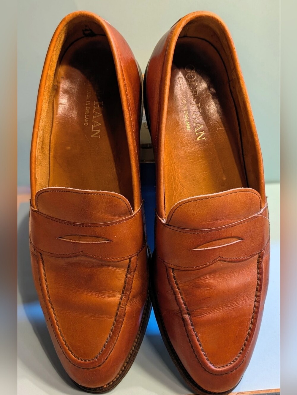 Vintage Cole Haun Benchmade In England Classic Leather Penny Loafers Men 10.5-11